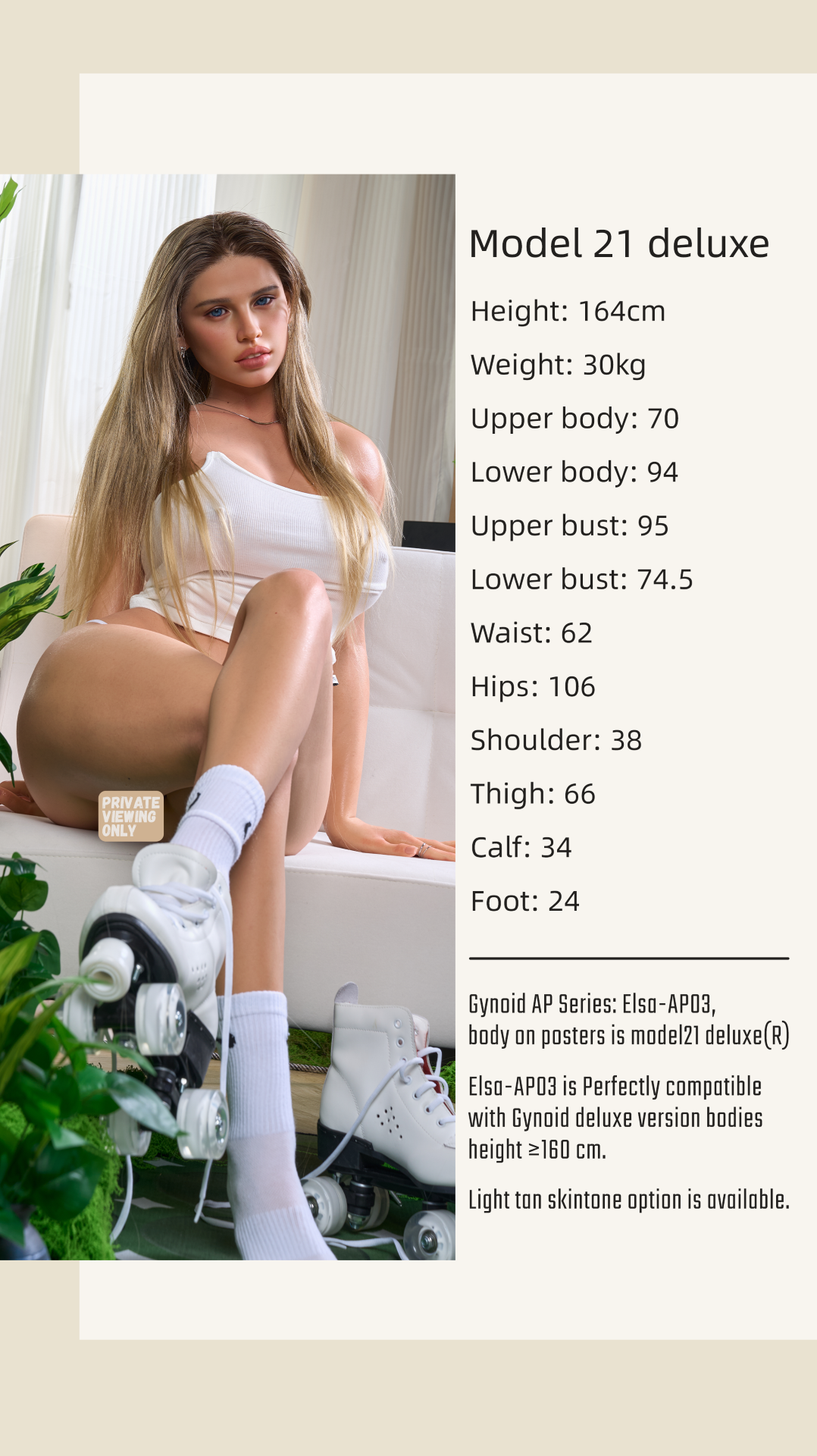 Elsa Modelo 21 Boneca Sexual Deluxe (Gynoid Doll Silicone de copa F de 164 cm)