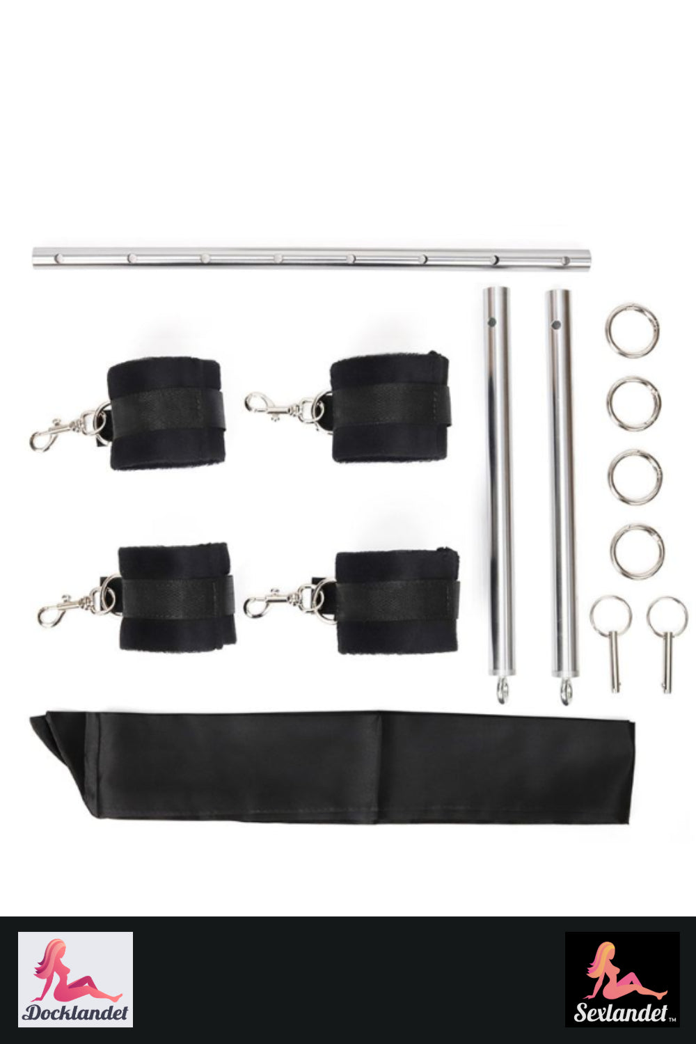 BDSM Sex Set com algemas, fontes de calda e moldura de metal - kit de escravidão ajustável para casais