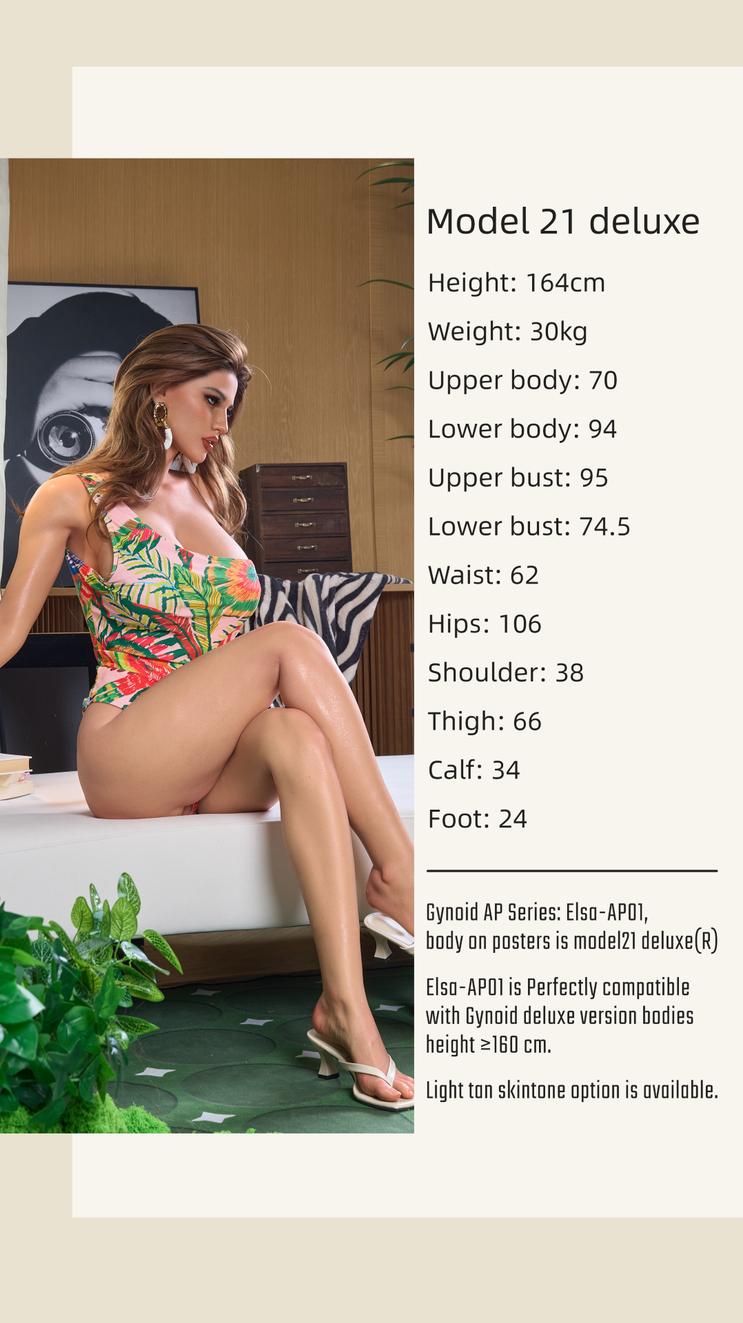 Elsa Modelo 21 Boneca Sexual Deluxe (Gynoid Doll Silicone de copa F de 164 cm)