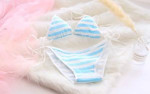 Knot rosa e top para boneca sexual (branco azul, listrado)