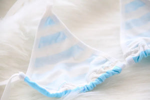 Knot rosa e top para boneca sexual (branco azul, listrado)
