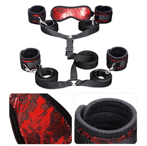 Kit BDSM - algemas, roupa de renda e máscara ocular (definido com 7 partes)