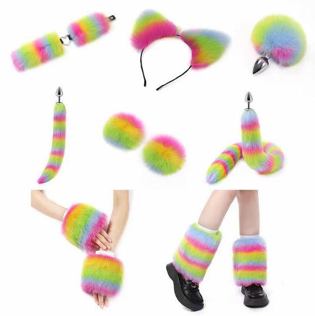 Roupa peluda em pêlo colorido (definido com 11 partes)