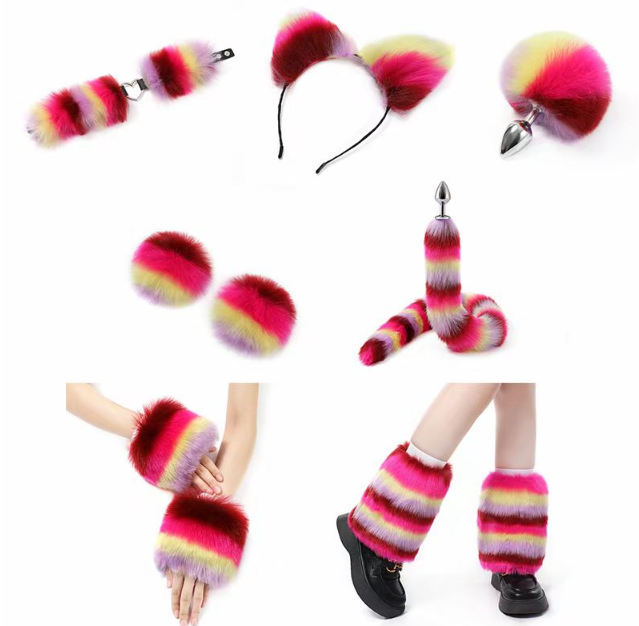 Roupa peluda em pêlo colorido (definido com 11 partes)