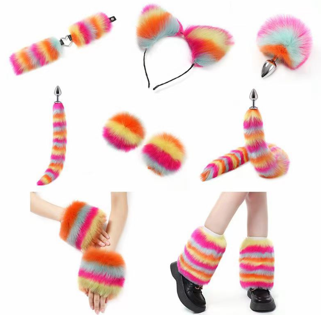 Roupa peluda em pêlo colorido (definido com 11 partes)