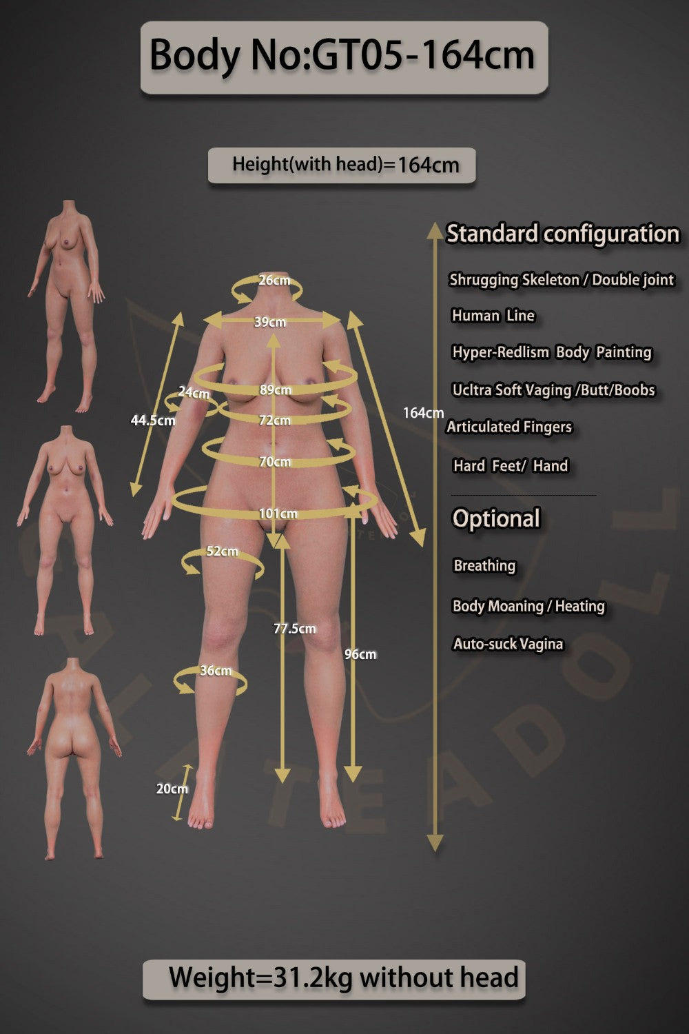 Boneca sexual do destino (Galatea Doll Copo B de 164 cm #116 Silicone)